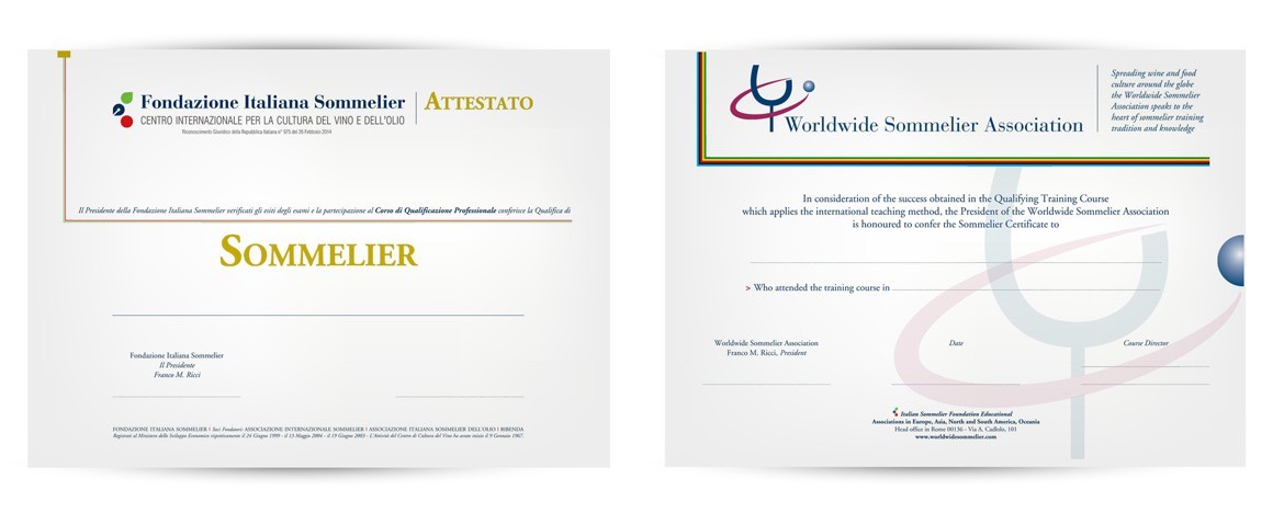 Diploma di Fondazione Italiana Sommelier - Diploma Internazionale di Worldwide Sommelier Association Diploma di Fondazione Italiana Sommelier - Diploma Internazionale di Worldwide Sommelier Association