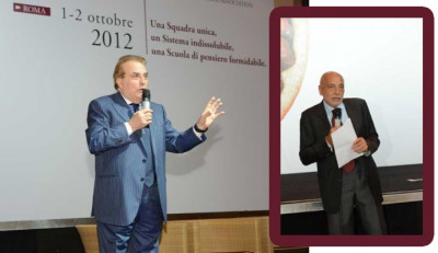 Franco Ricci Presidente Fondazione Italiana Sommelier e Stefano Milioni, moderatore delle due convention, apre i lavori di "Eccellere o Distinguersi" Franco Ricci Presidente Fondazione Italiana Sommelier e Stefano Milioni, moderatore delle due convention, apre i lavori di "Eccellere o Distinguersi"