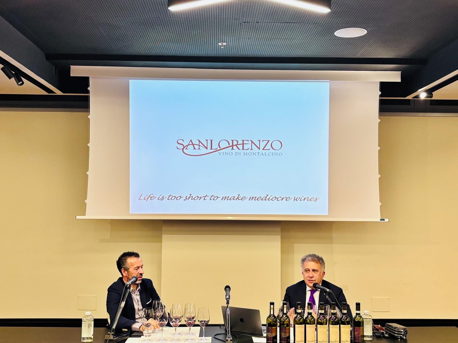 In docenza Luciano Ciolfi dell'azienda Sanlorenzo e Massimo Billetto docente della Fondazione Italiana Sommelier In docenza Luciano Ciolfi dell'azienda Sanlorenzo e Massimo Billetto docente della Fondazione Italiana Sommelier