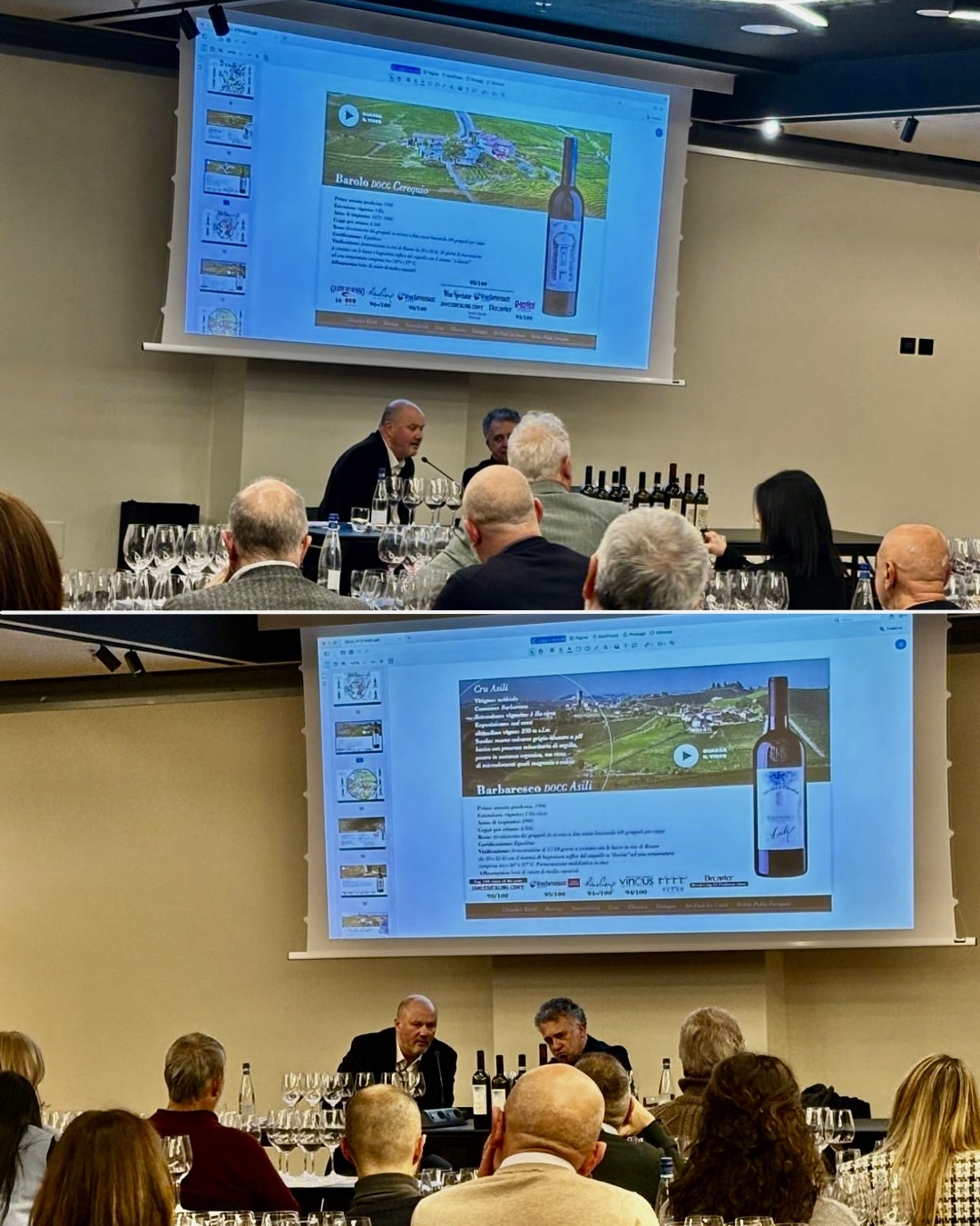 Un momento della degustazione dell'azienda Michele chiarlo Un momento della degustazione dell'azienda Michele chiarlo