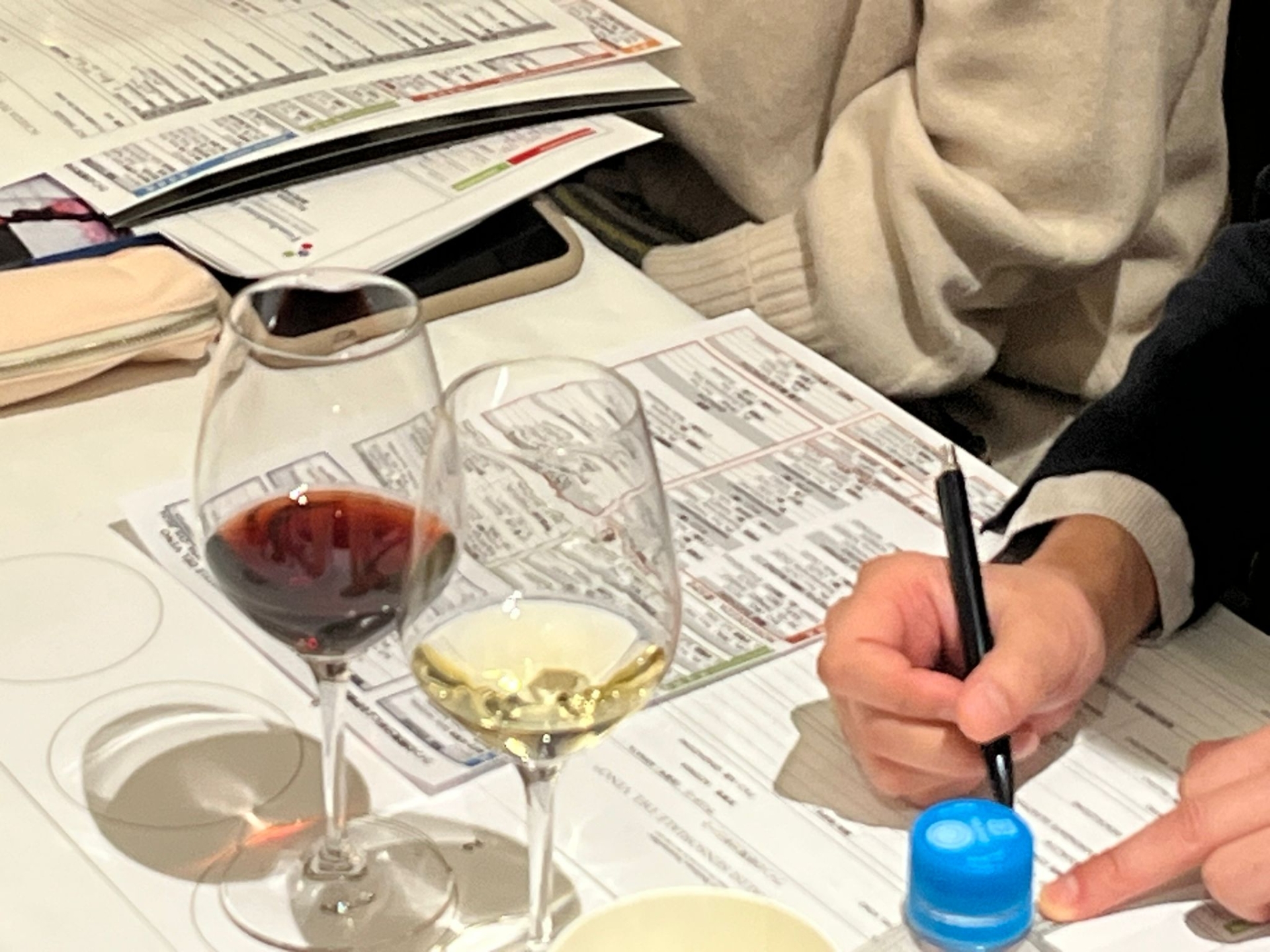 Un momento della degustazione durante una lezione dell’ottava edizione del Corso Internazionale, full immersion, sui vini delle Regioni d’Italia a Tokyo Un momento della degustazione durante una lezione dell’ottava edizione del Corso Internazionale, full immersion, sui vini delle Regioni d’Italia a Tokyo